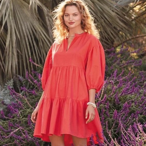 Sundry Dresses & Skirts - Sundry for Evereve The Anywhere Red Tiered Crisp Cotton Mini Dress S